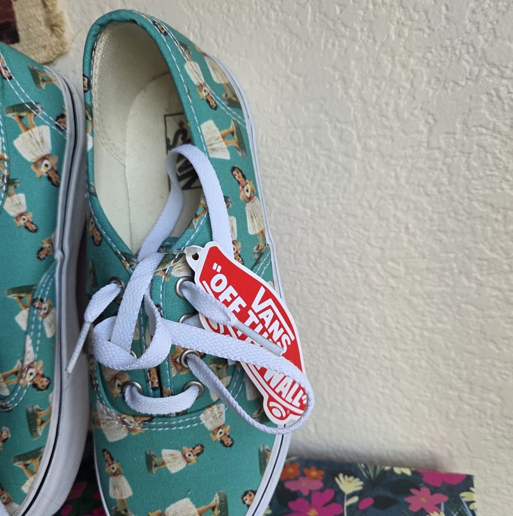 Vans Turquoise Shoes with Hula Dancer Design